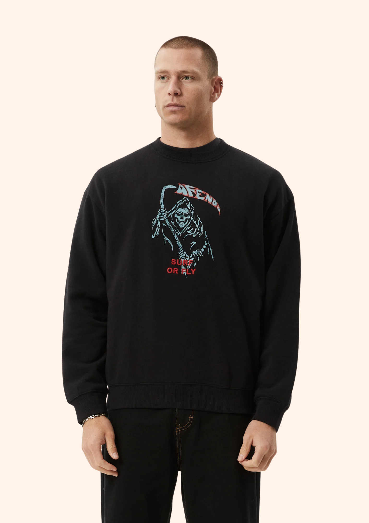 Surf Or Fly Crew Neck Black
