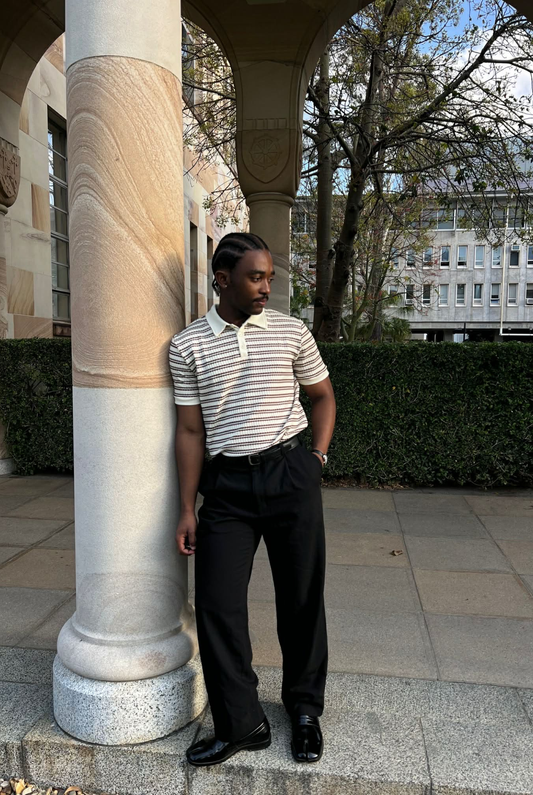 Luca Ribbed Polo in White