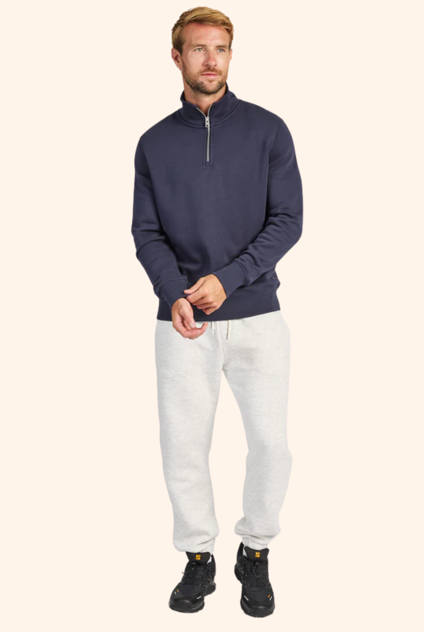 1/4 Zip Sweat in Navy