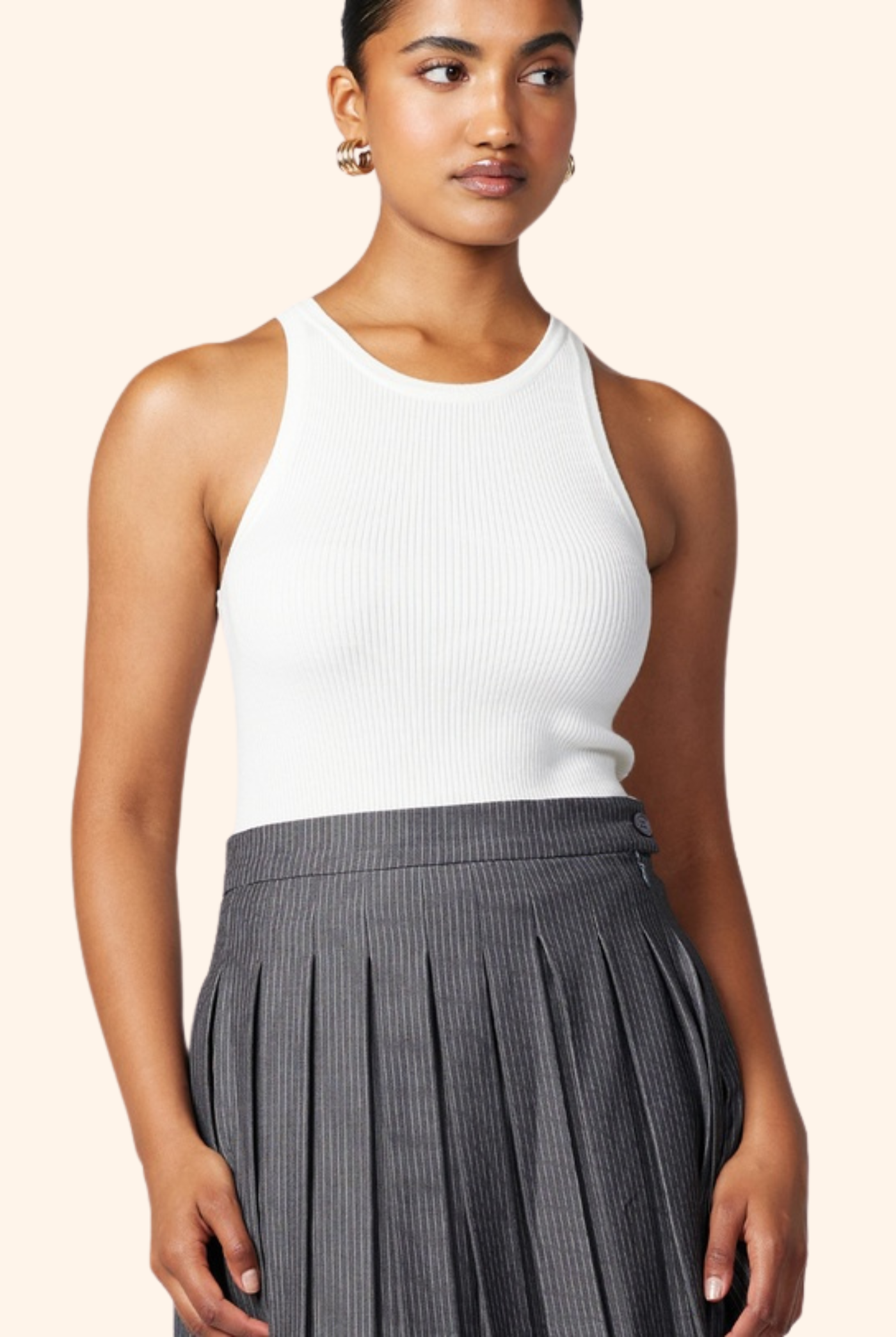 Newport Pinstripe Skirt in Grey