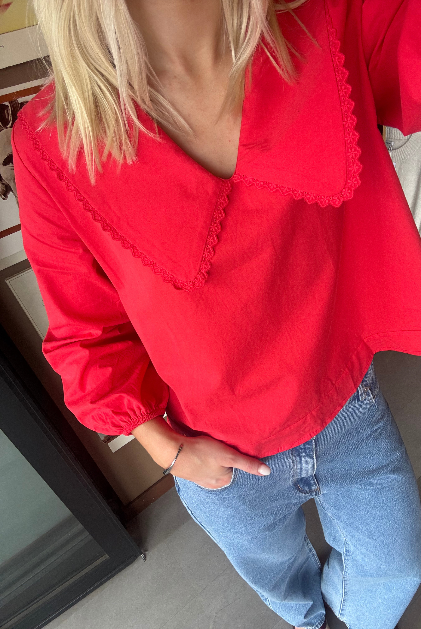 Carmine Bloom Blouse Red