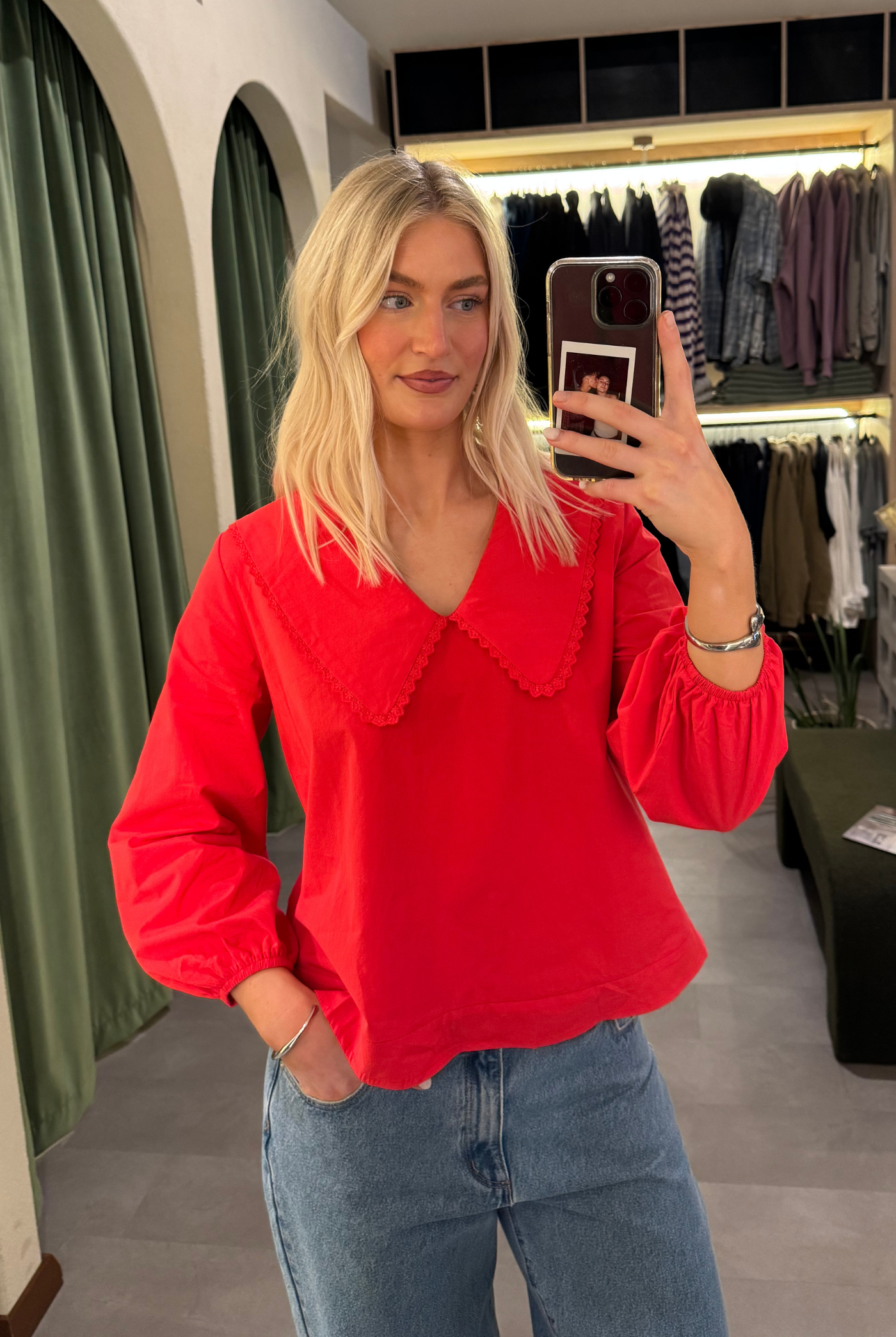 Carmine Bloom Blouse Red