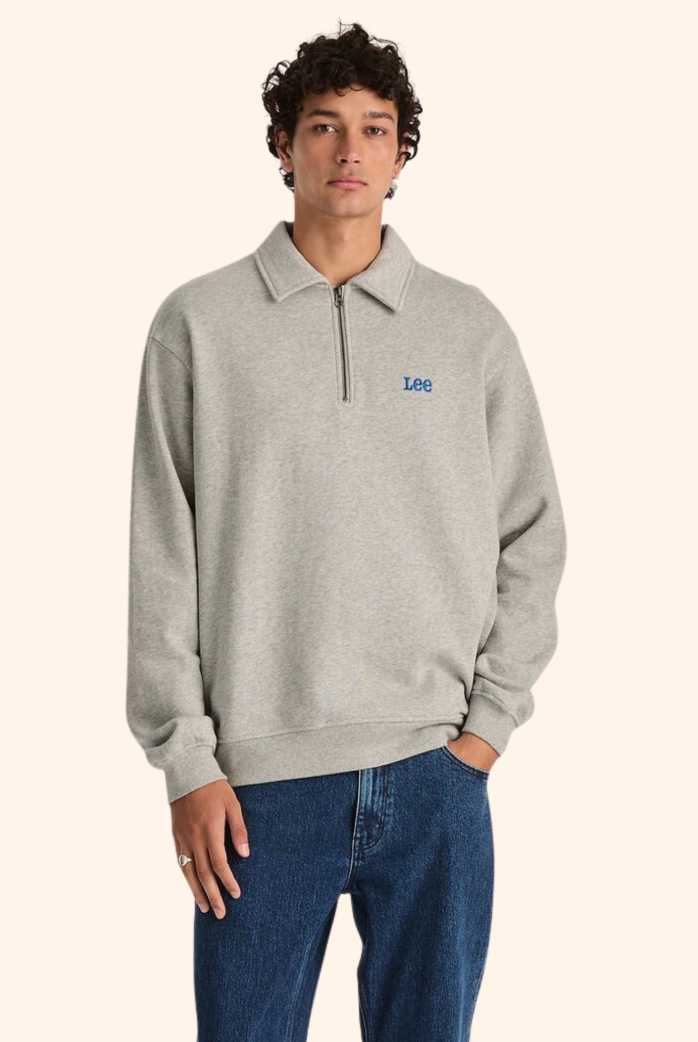 Collar Fleece Sweat in Grey