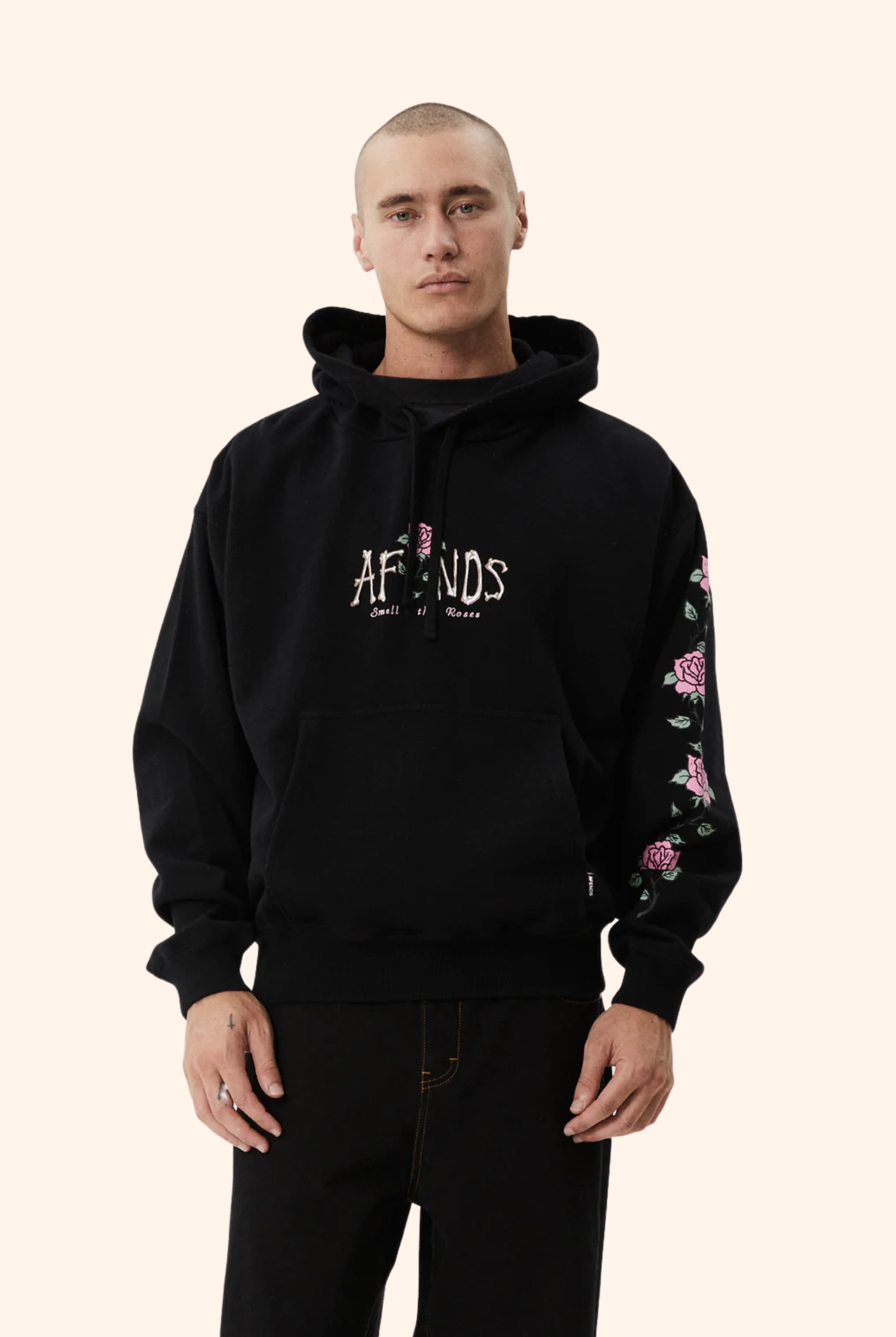 Smell The Roses Boxy Hoodie Black