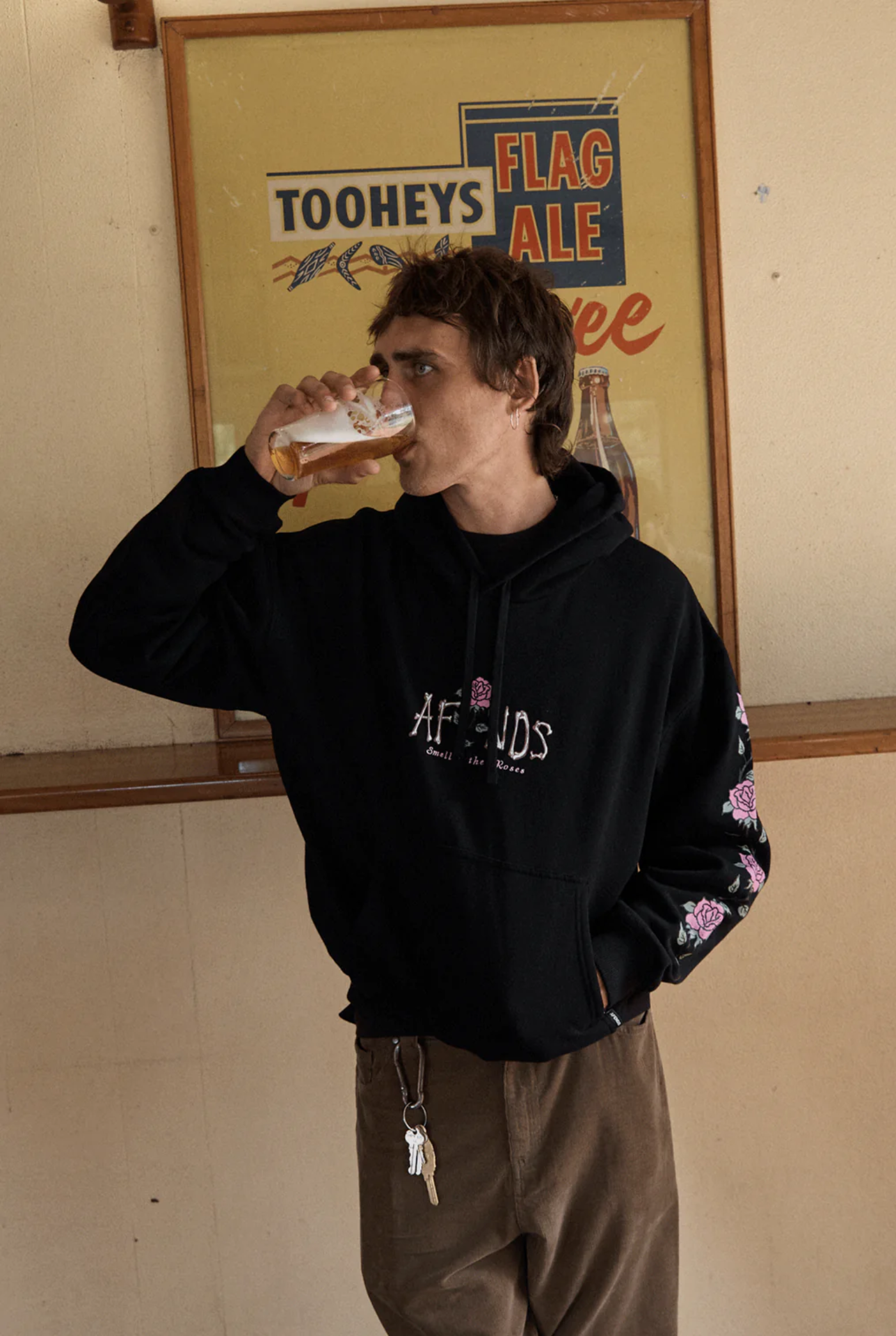 Smell The Roses Boxy Hoodie Black