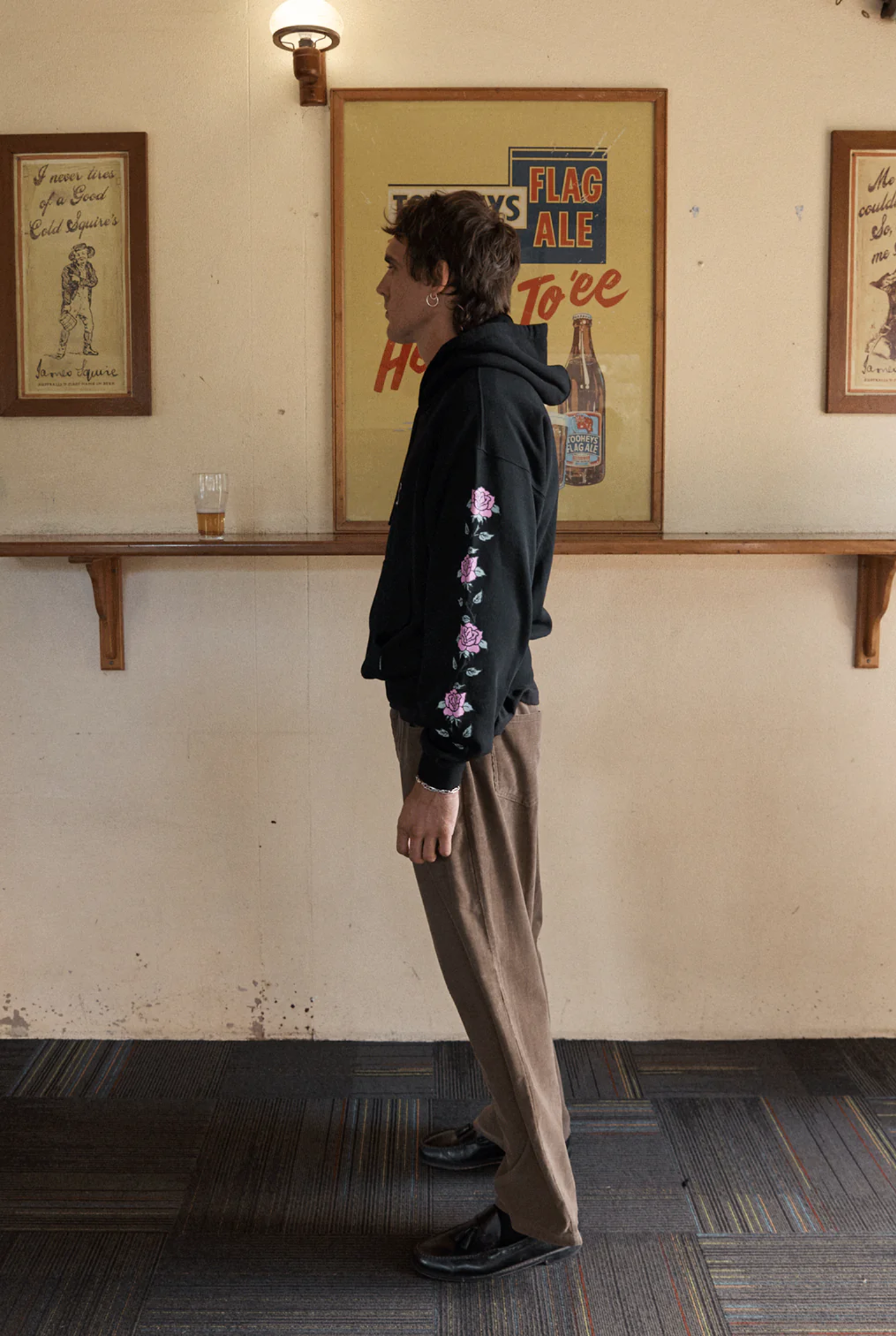 Smell The Roses Boxy Hoodie Black