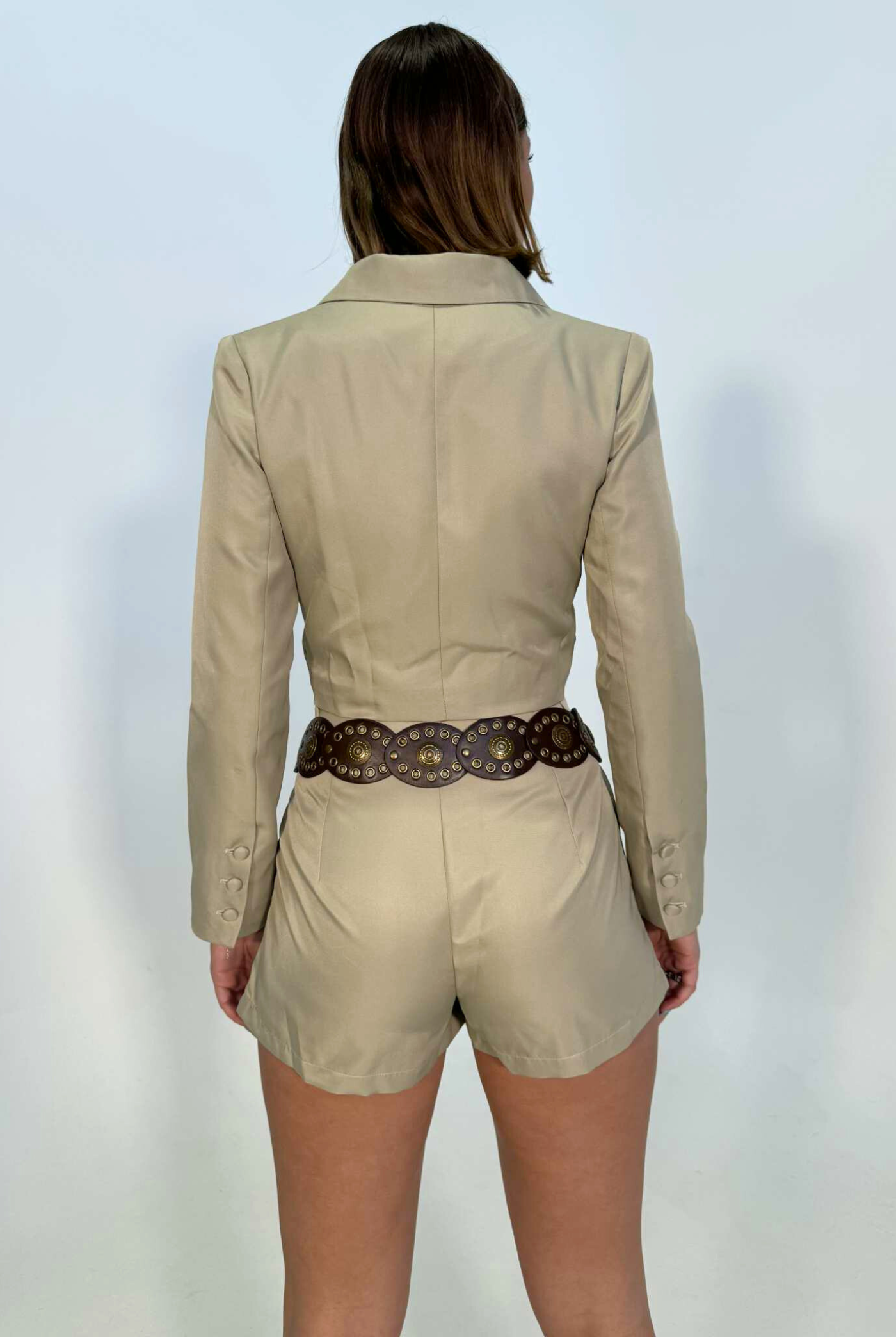 Monroe Cropped Suit Set in Khaki