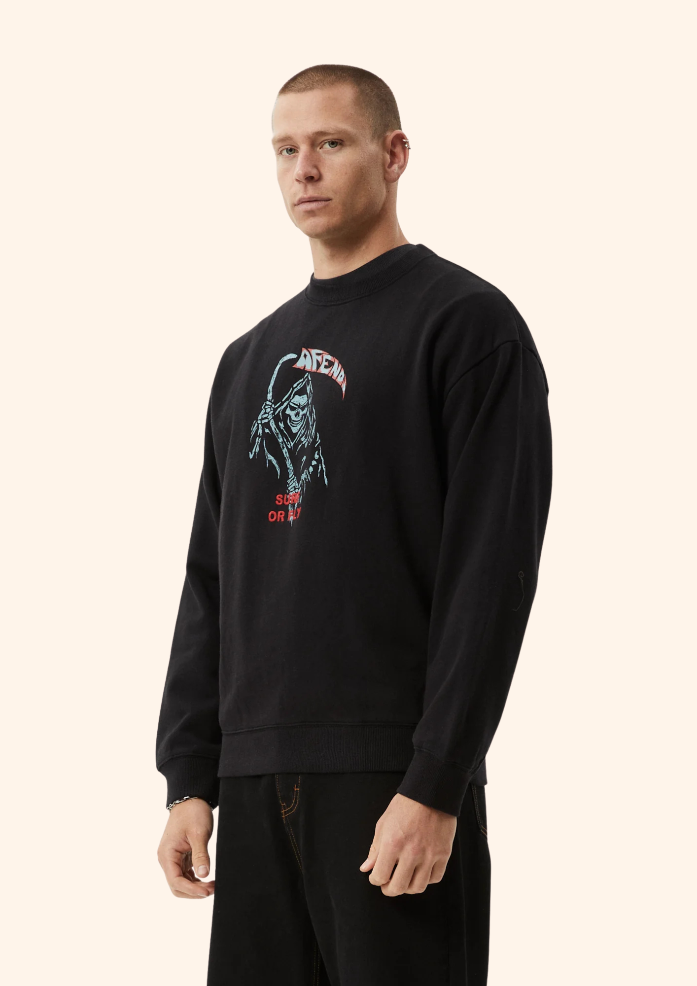 Surf Or Fly Crew Neck Black