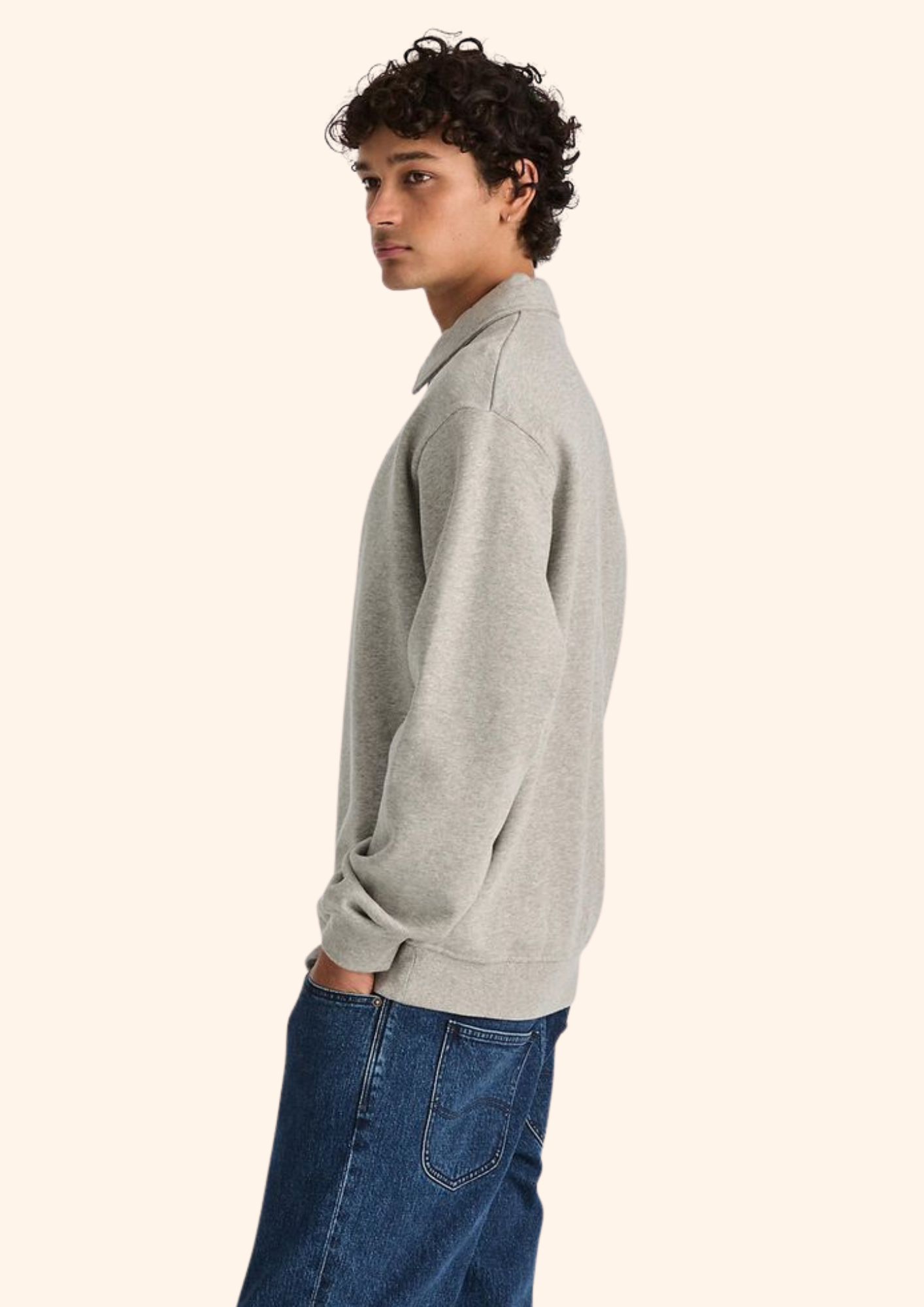 Collar Fleece Sweat in Grey