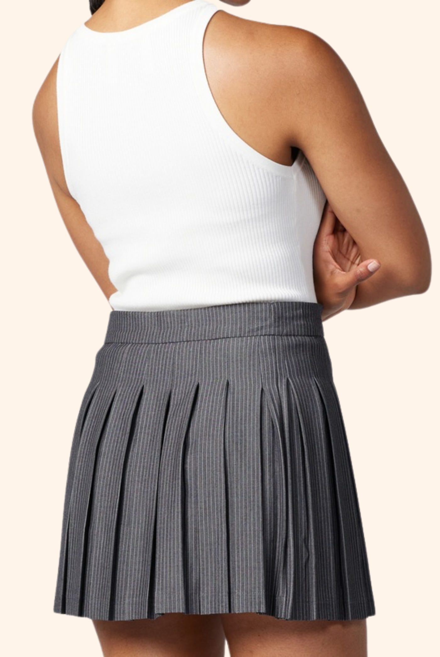 Newport Pinstripe Skirt in Grey