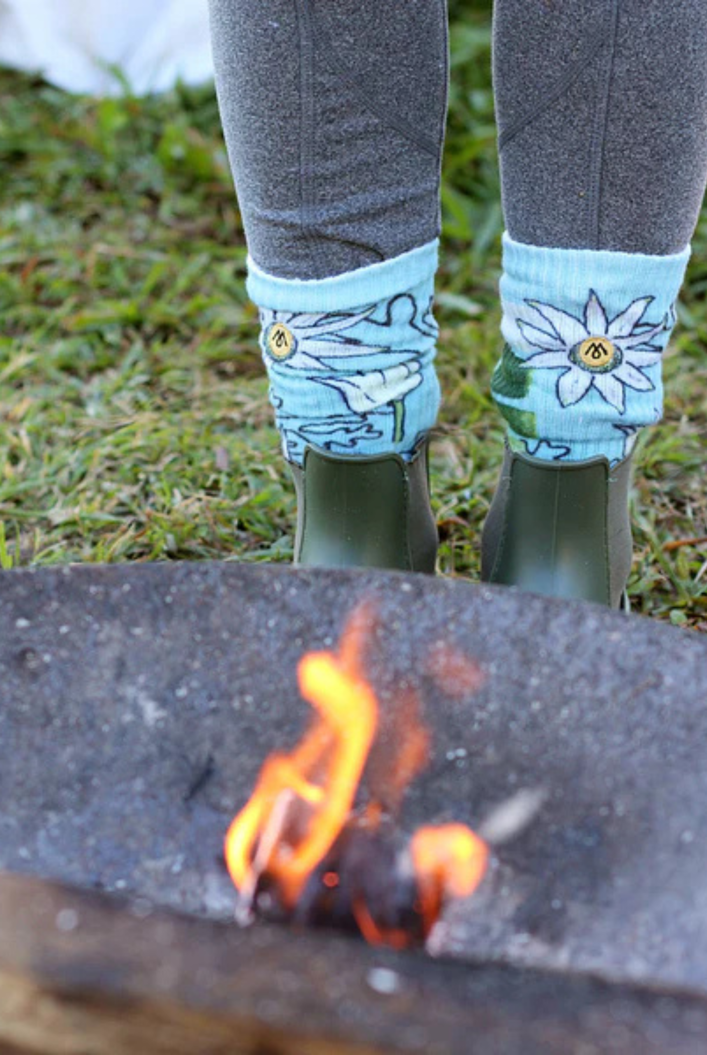 Flannel Flower Socks Blue