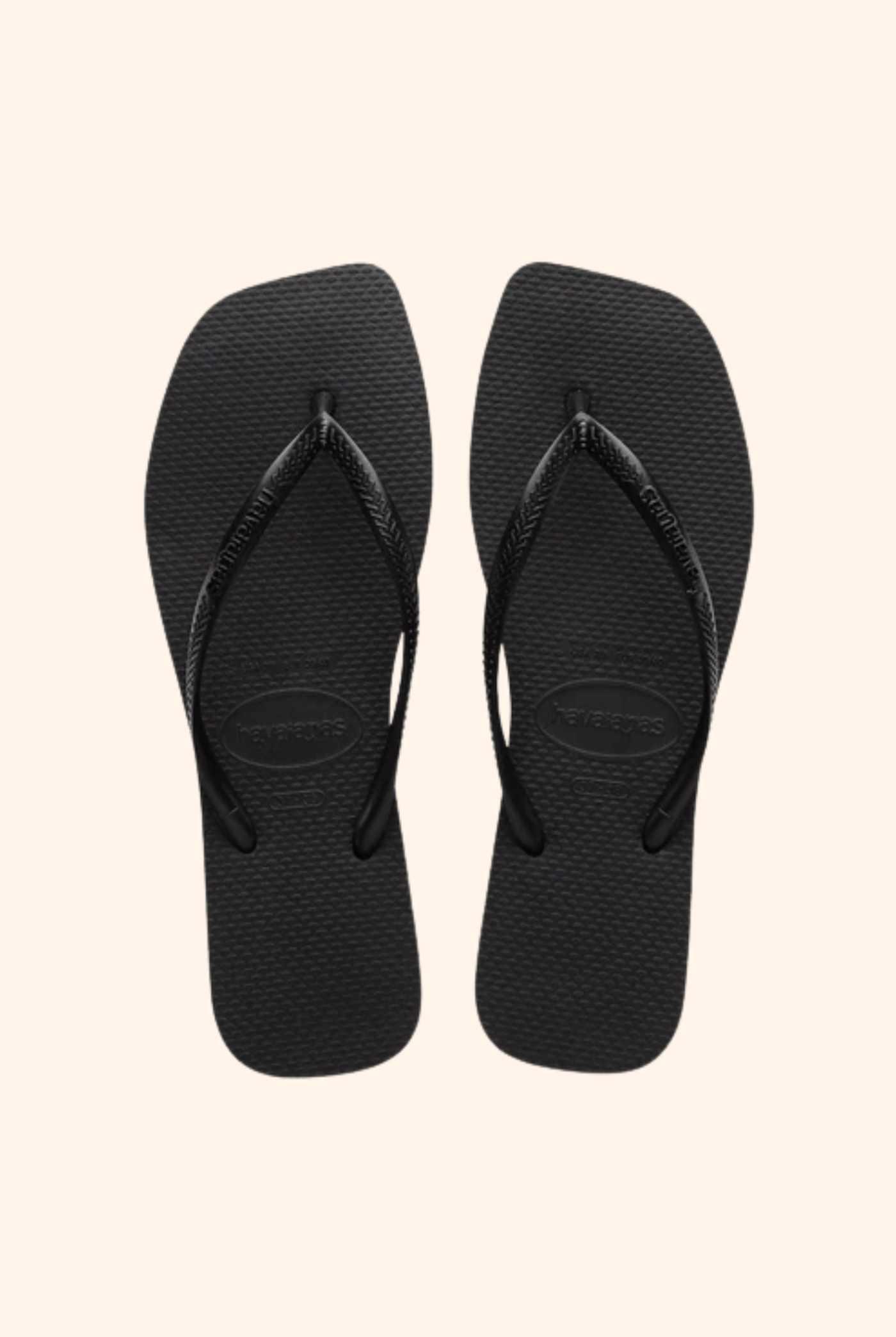 Slim Square Toe Thongs in Black