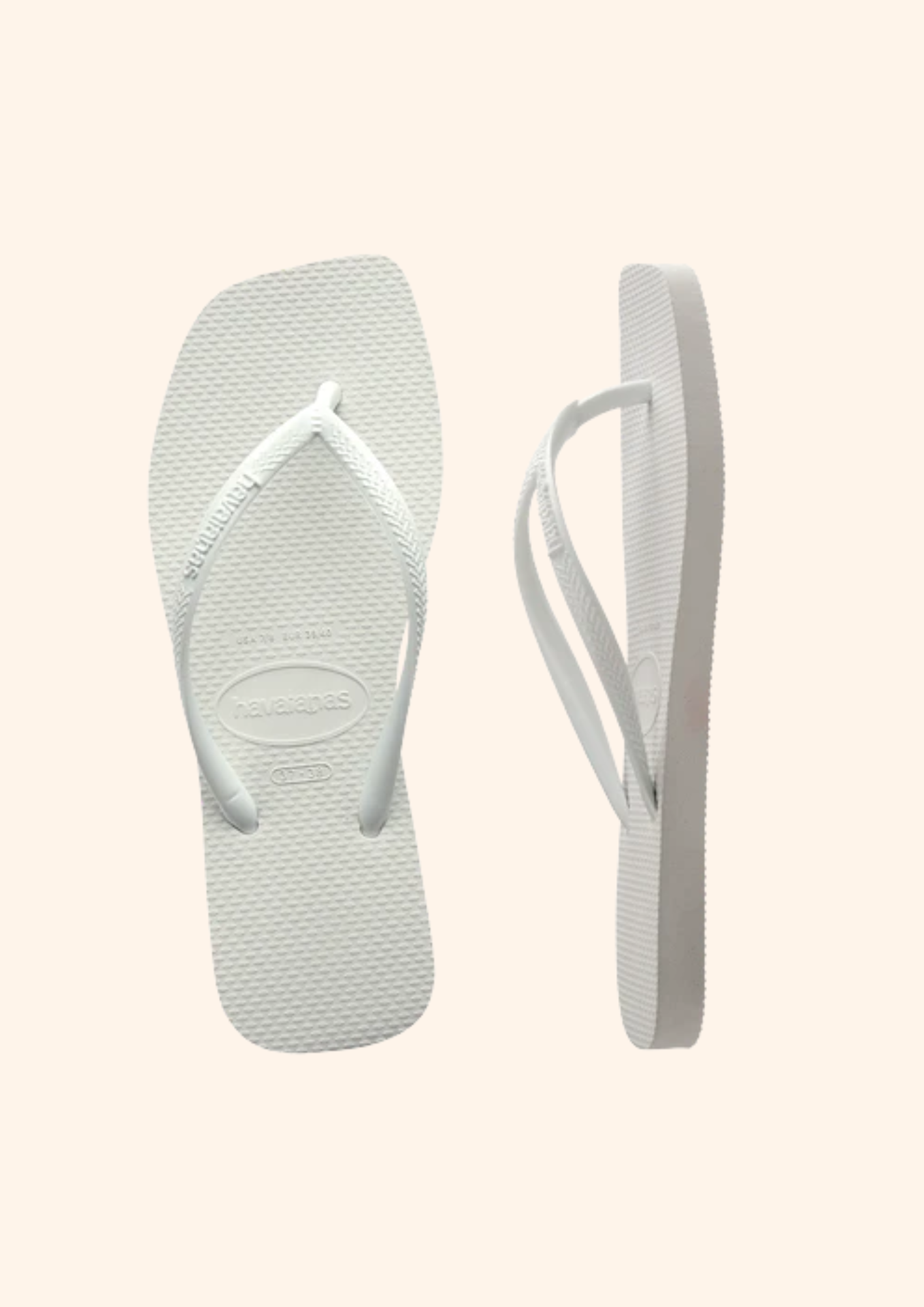 Slim Square Toe Thongs in White