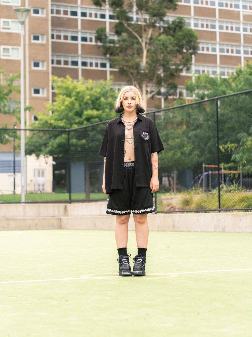 Club Stacked Bowlo Shirt Black