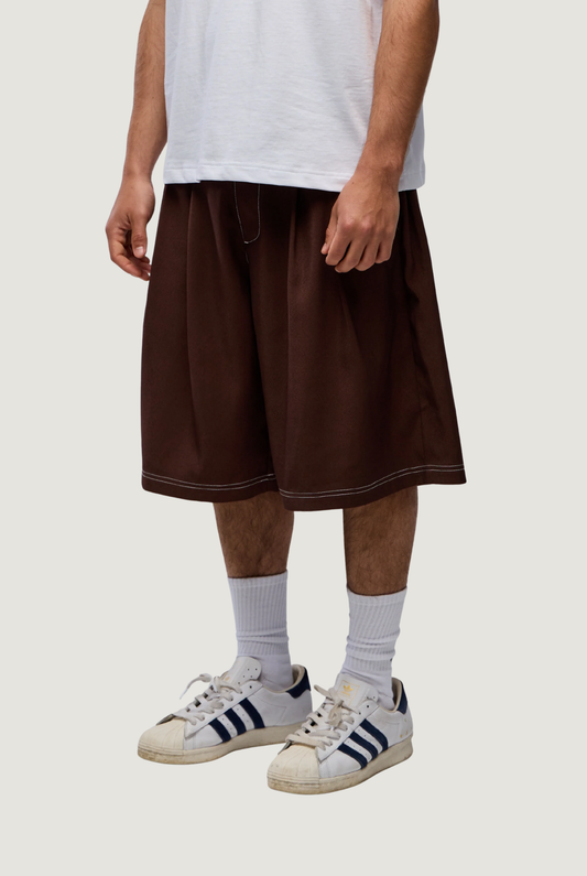 Chifley Pleated Shorts in Brown