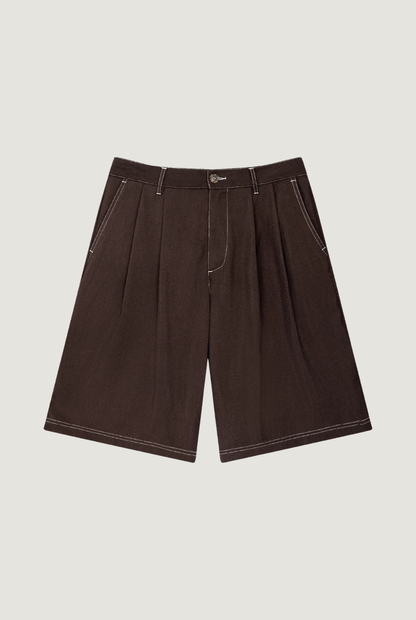 Chifley Pleated Shorts in Brown
