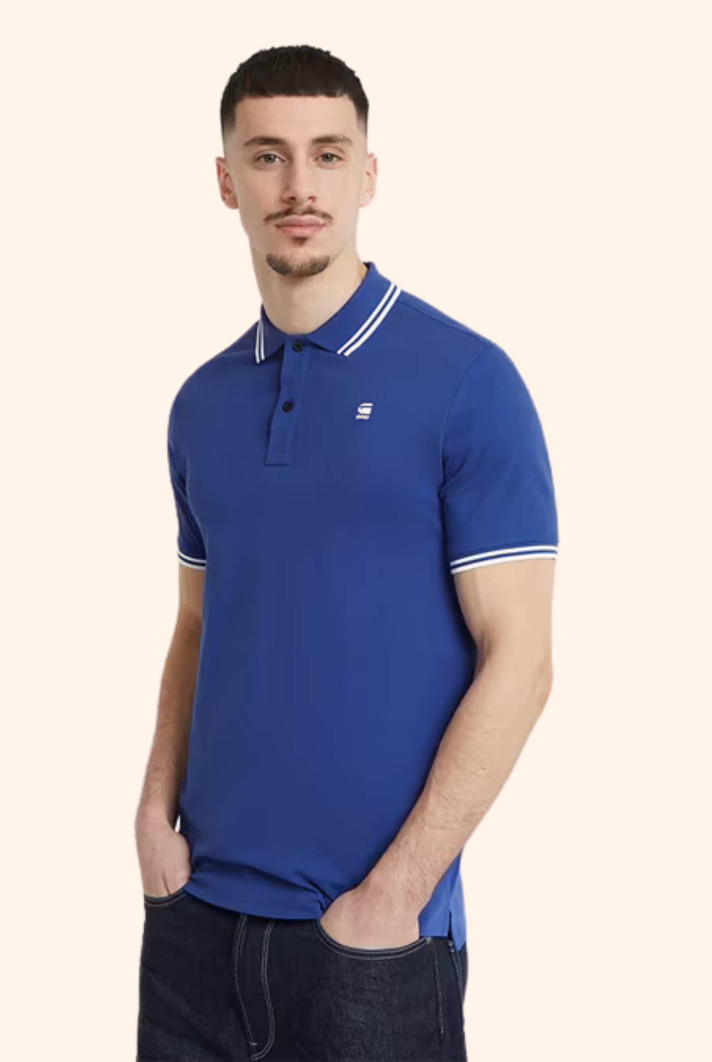 Dunda Slim Stripe Polo Radar Blue