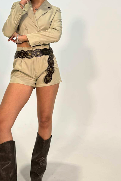 Monroe Cropped Suit Set in Khaki
