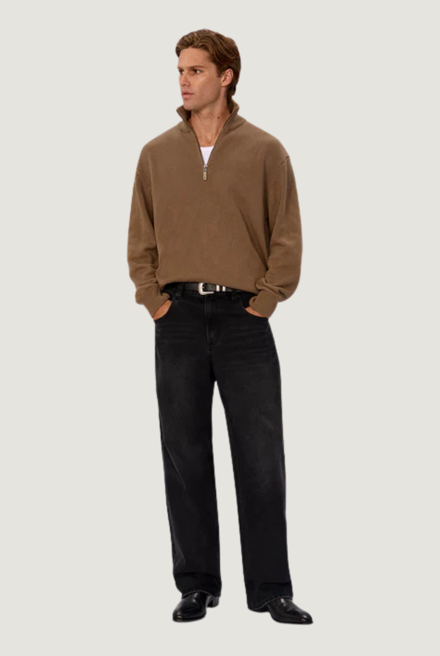 Maine Zip Neck in Acorn