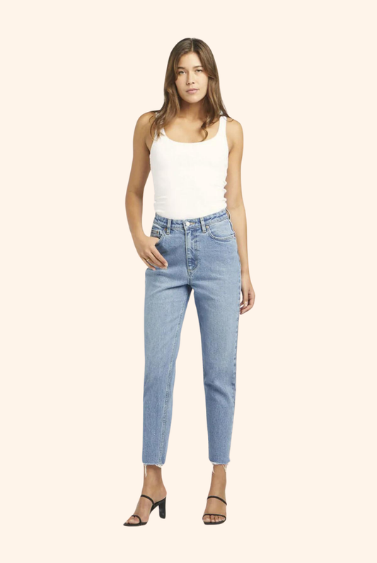 High Moms Slim Organic Cotton Jean - Blue Hue Raw