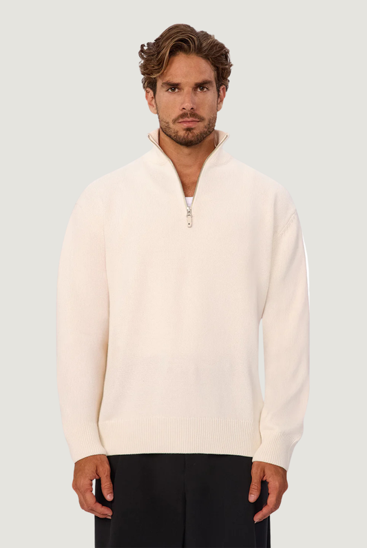Maine Zip Neck in Chalk