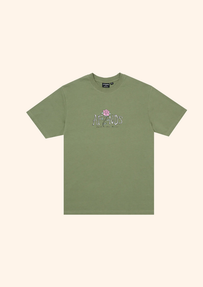 Smell The Roses Retro Tee in Green