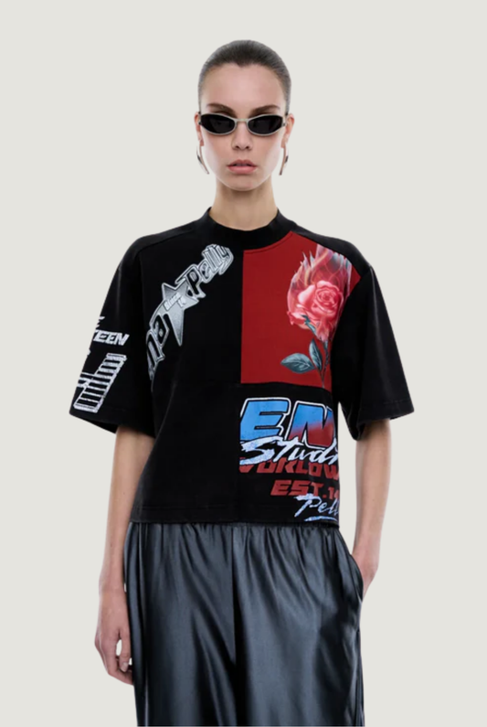 Flaming Rose Patchwork Tee