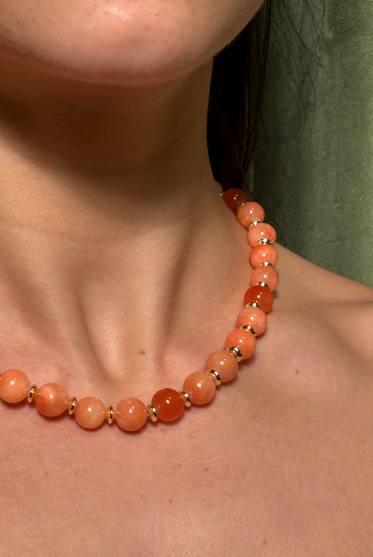Orange Glass Beaded Necklace