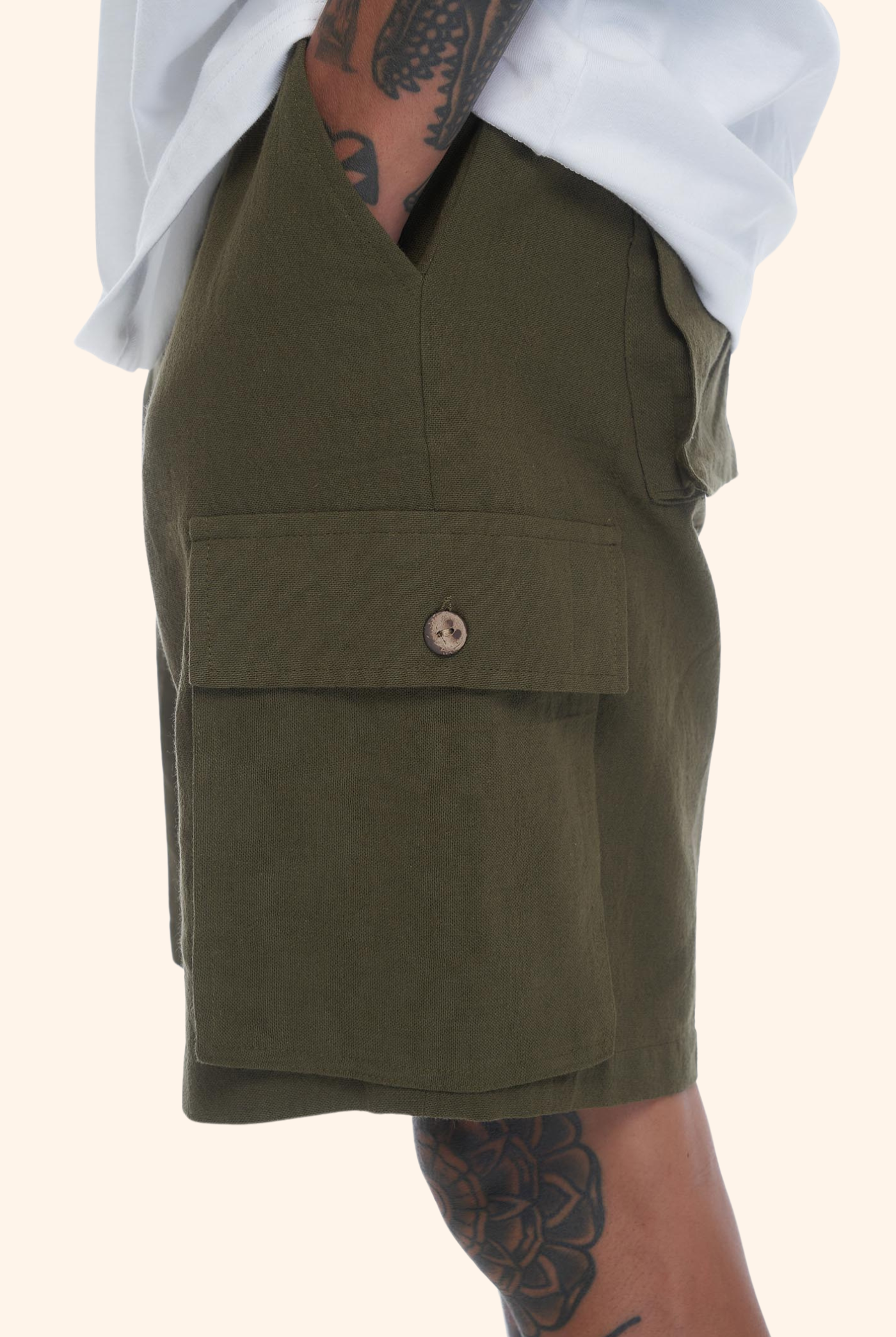 Waiheke Linen Short Army Green